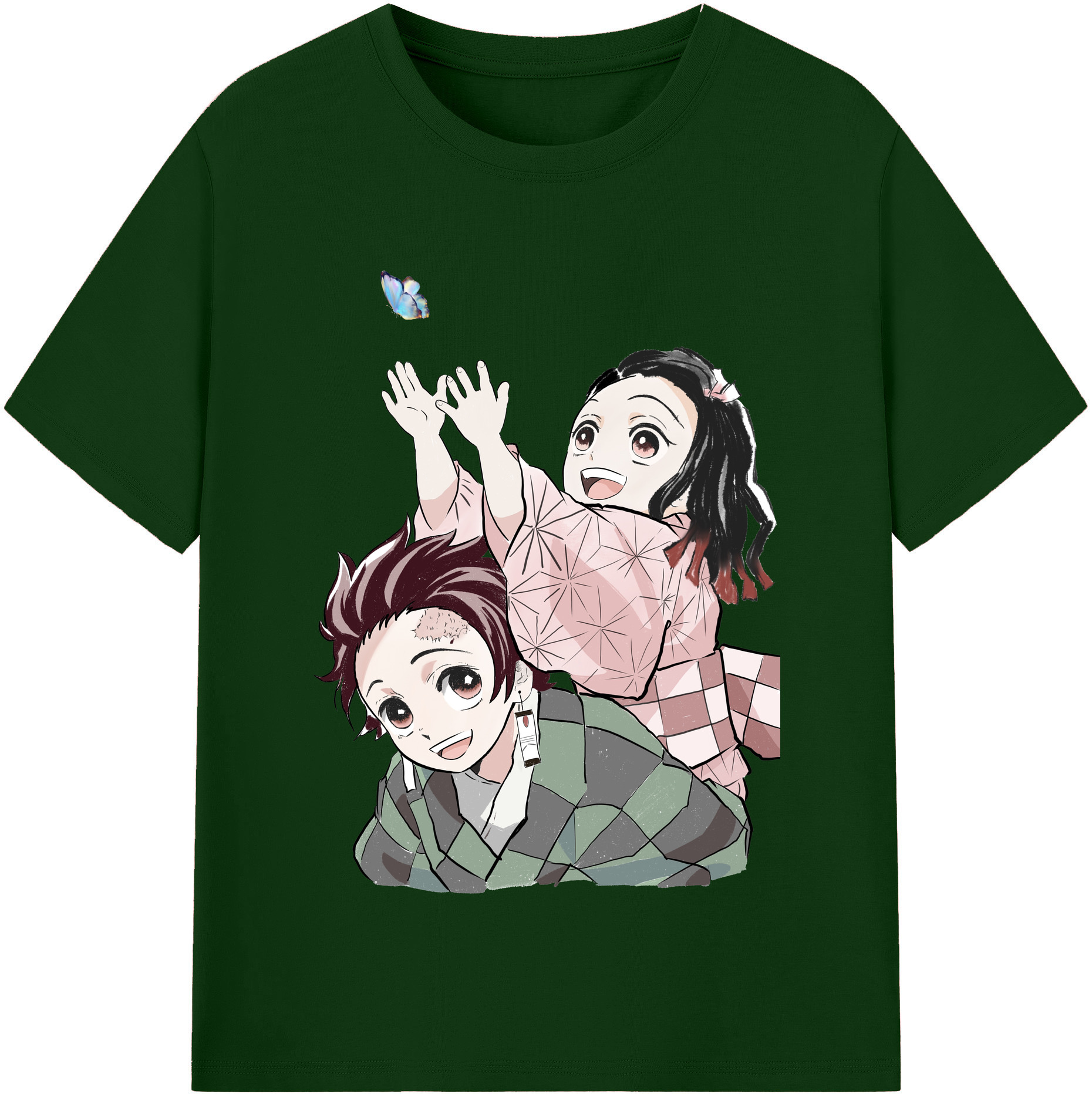 （画像用） 鬼滅の刃（きめつのやいば）竈門 禰󠄀豆子／かまど ねずこ Kamado Nezuko 綿100％半袖Tシャツ（フロントプリント）